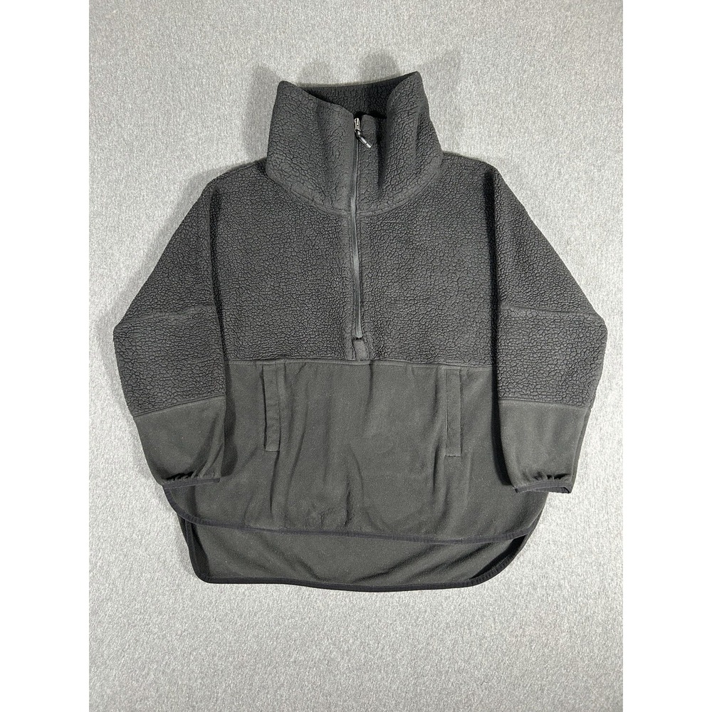The North Face Sherpa Fleece Colorblock Quarter Zip Pullover Black Womens XL